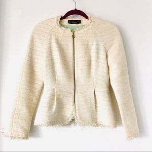 ZARA Cream Tweed Jacket in SMALL